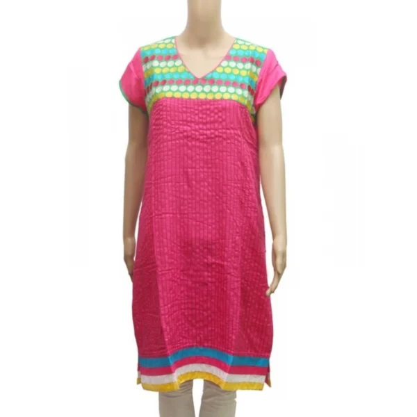 Women's Rayon Kurtis (Pink, Green, L)