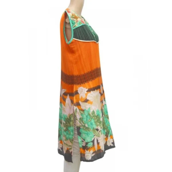 Women's Synthetic Kurtis (Orange, Multi, L) - Image 3