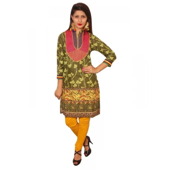 Women's Cotton Kurtis (Green, XL)