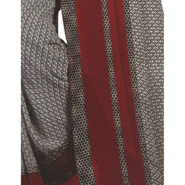 Womens Georgette Digital Printed Saree (Grey, Red, 6.25 Mtr) - Image 3