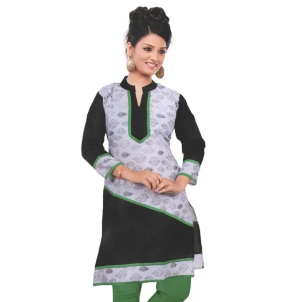 Women's Cotton Kurtis (Green, Black, L)