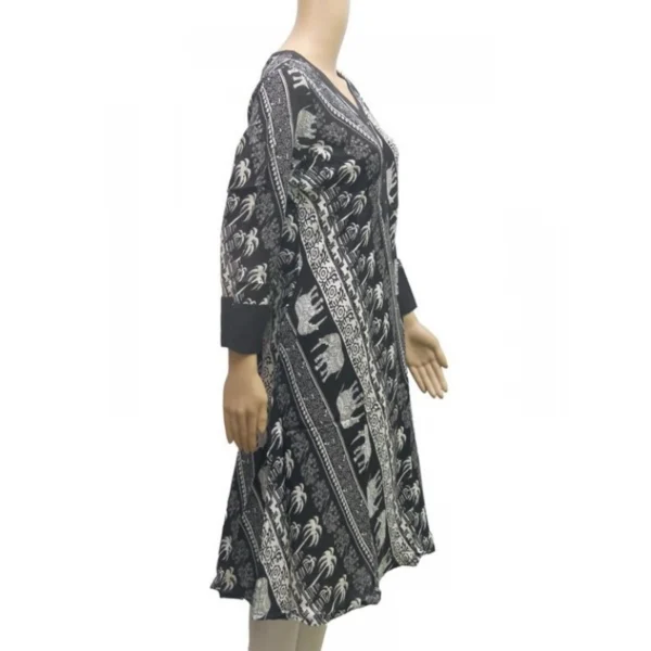 Women's Rayon Kurtis (Black, White, XL) - Image 3