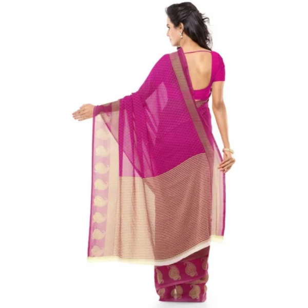 Printed Faux Georgette Pink Color Saree - Image 2