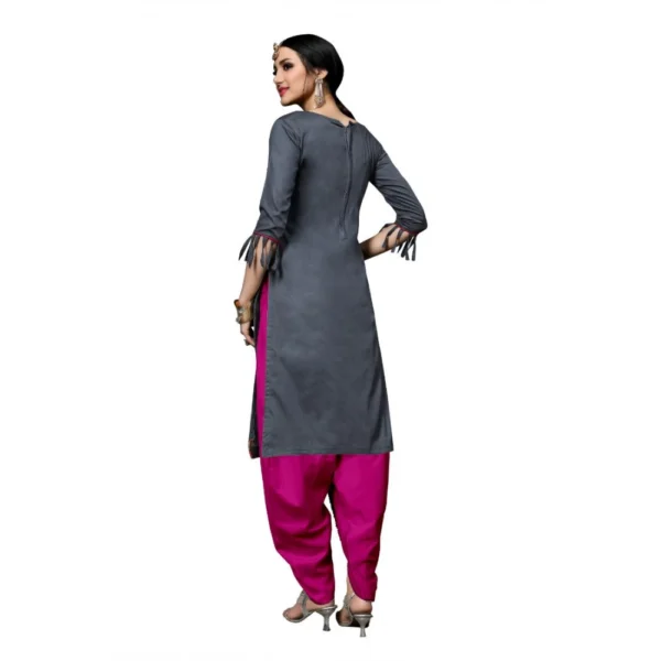 Women's Cotton Unstitched Salwar-Suit Material With Dupatta (Grey, 2-2.5mtrs) - Image 2