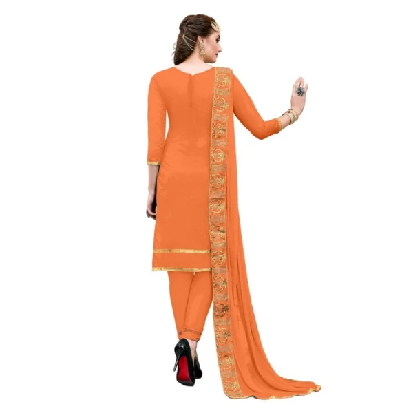 Women's Chanderi Cotton Unstitched Salwar-Suit Material With Dupatta (Oranage, 2-2.5mtrs) - Image 2