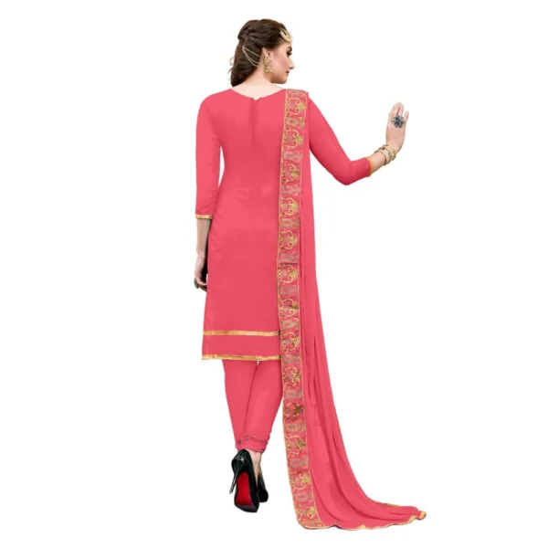 Women's Chanderi Cotton Unstitched Salwar-Suit Material With Dupatta (Pige , 2-2.5mtrs) - Image 2