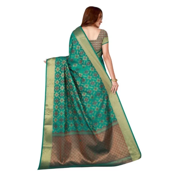 Women's Kanjivaram Silk Saree with Blouse (Green, 5-6 Mtrs) - Image 2