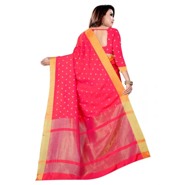 Women's Art Silk Saree With Blouse (Pink, 5-6 Mtrs) - Image 2