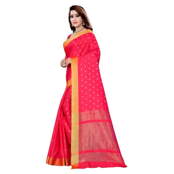 Women's Art Silk Saree With Blouse (Pink, 5-6 Mtrs) - Image 3