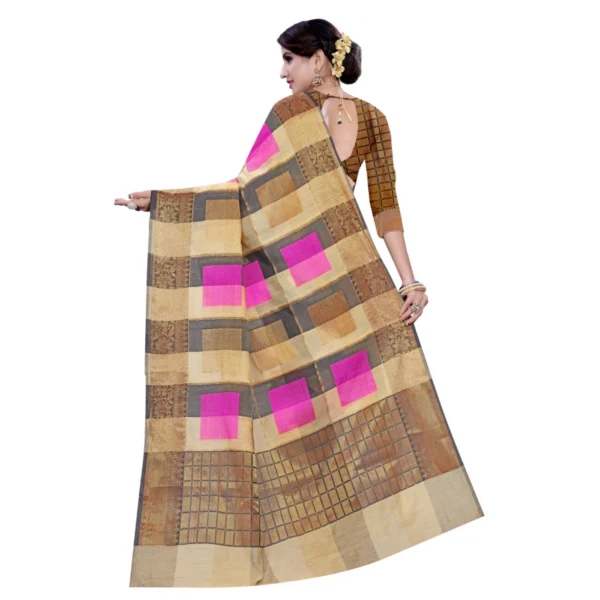 Women's Cotton, Jacqaurd Saree With Blouse (Multi Color, 5-6 Mtrs) - Image 2