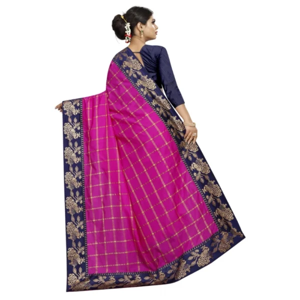 Women's Panetar Silk Saree with Blouse (Pink,5-6 mtrs) - Image 2