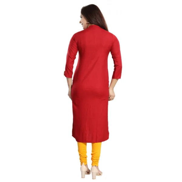 Women's Rayon Self Pattern Straight Kurti-Maroon - Image 5