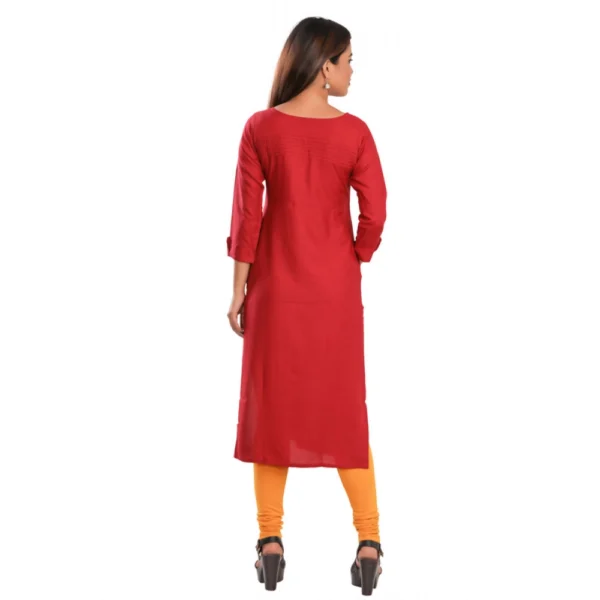 Women's Rayon Self Pattern Straight Kurti-Maroon - Image 4