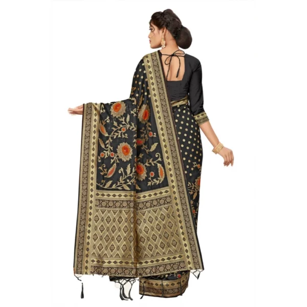 Women's Banarasi Silk Saree (Black, 5-6mtrs) - Image 2