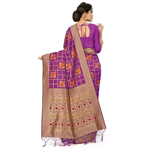 Women's Banarasi Silk Saree (Purple, 5-6mtrs) - Image 2