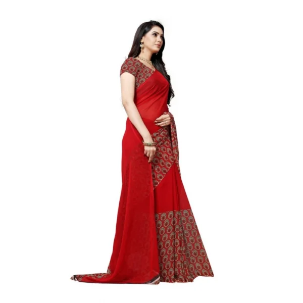 Women's Georgette Saree(Red,5-6 Mtrs) - Image 2