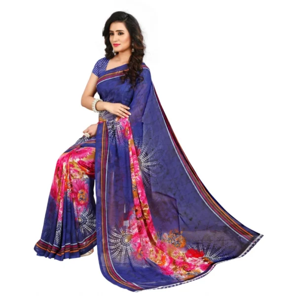 Women's Georgette Saree(Blue,5-6 Mtrs) - Image 3