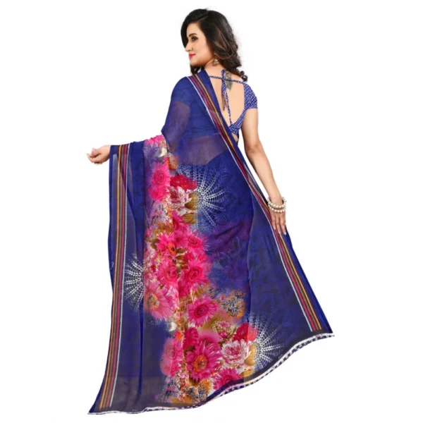 Women's Georgette Saree(Blue,5-6 Mtrs) - Image 4