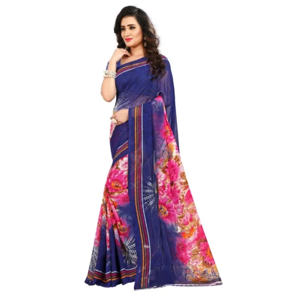 Women's Georgette Saree(Blue,5-6 Mtrs) - Image 2