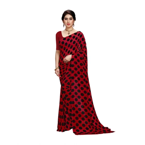 Women's Georgette Saree(R.Black,5-6 Mtrs)