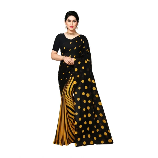 Women's Georgette Saree(Yellow,5-6 Mtrs)