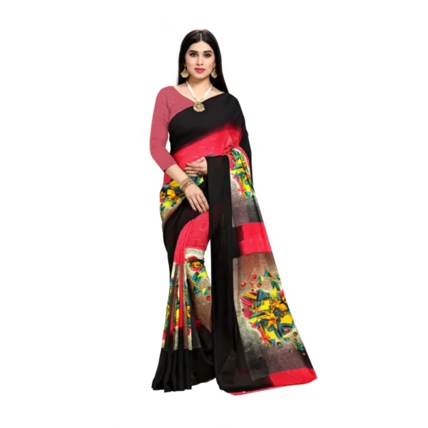 Women's Georgette Saree(Pink,5-6 Mtrs)