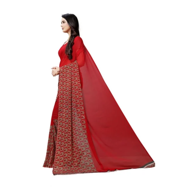 Women's Georgette Saree(Red,5-6 Mtrs) - Image 3