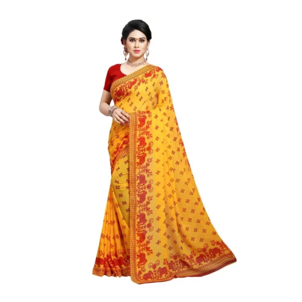 Women's Georgette Saree(Red,5-6 Mtrs)