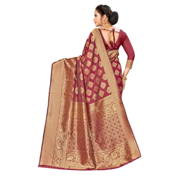 Women's Banarasi Silk Saree (Maroon,5-6 Mtrs) - Image 2