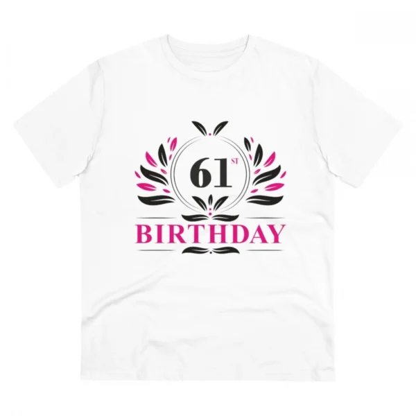 Men's PC Cotton 61st Birthday Printed T Shirt (Color: White, Thread Count: 180GSM)