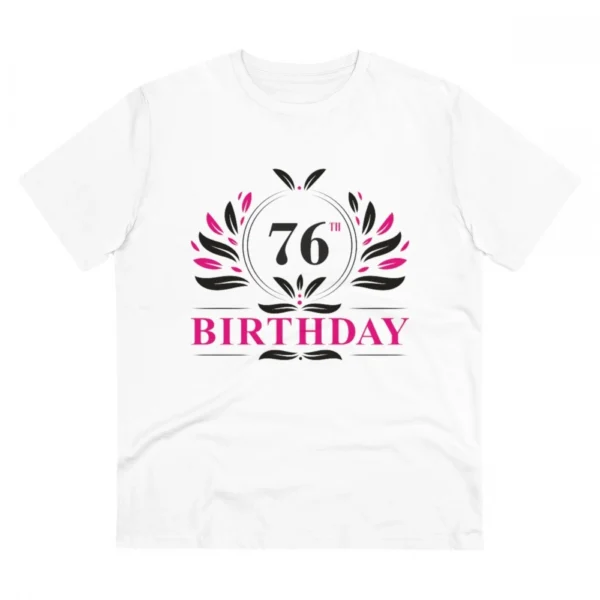 Men's PC Cotton 76th Birthday Printed T Shirt (Color: White, Thread Count: 180GSM)