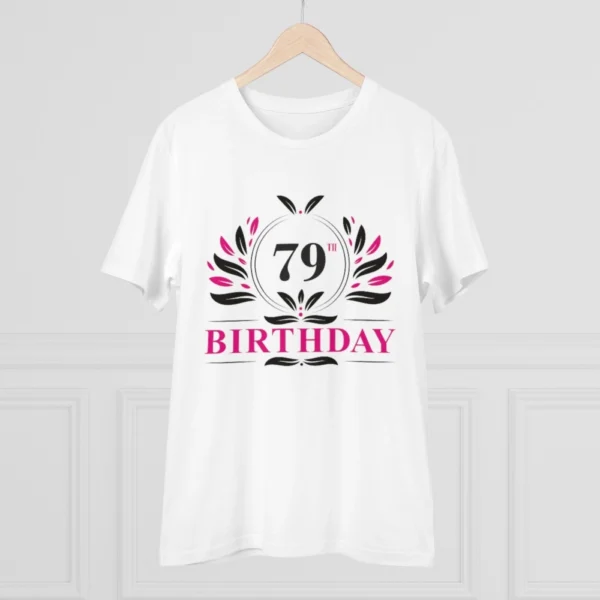 Men's PC Cotton 79th Birthday Printed T Shirt (Color: White, Thread Count: 180GSM) - Image 3