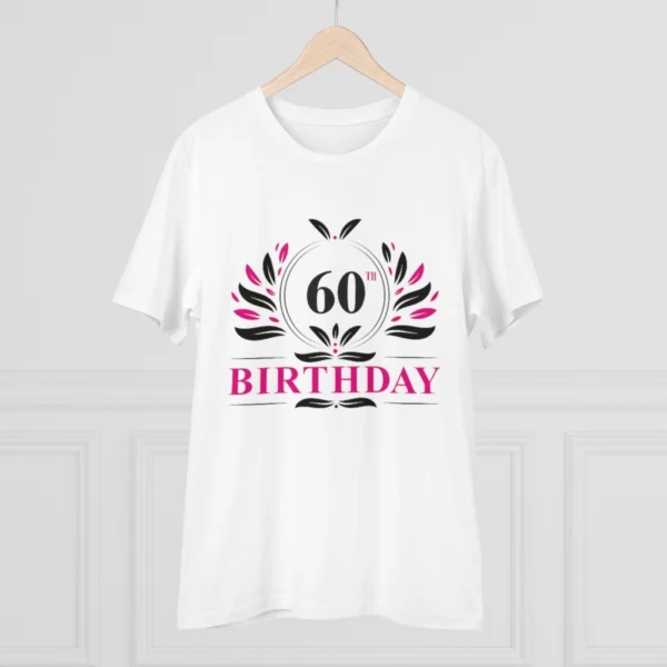 Men's PC Cotton 60th Birthday Printed T Shirt (Color: White, Thread Count: 180GSM) - Image 3