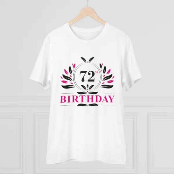 Men's PC Cotton 72nd Birthday Printed T Shirt (Color: White, Thread Count: 180GSM) - Image 3