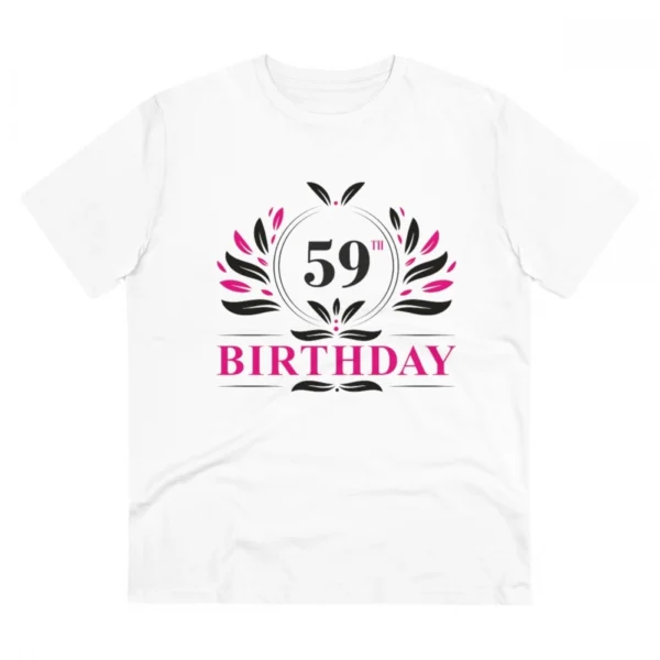 Men's PC Cotton 59th Birthday Printed T Shirt (Color: White, Thread Count: 180GSM)