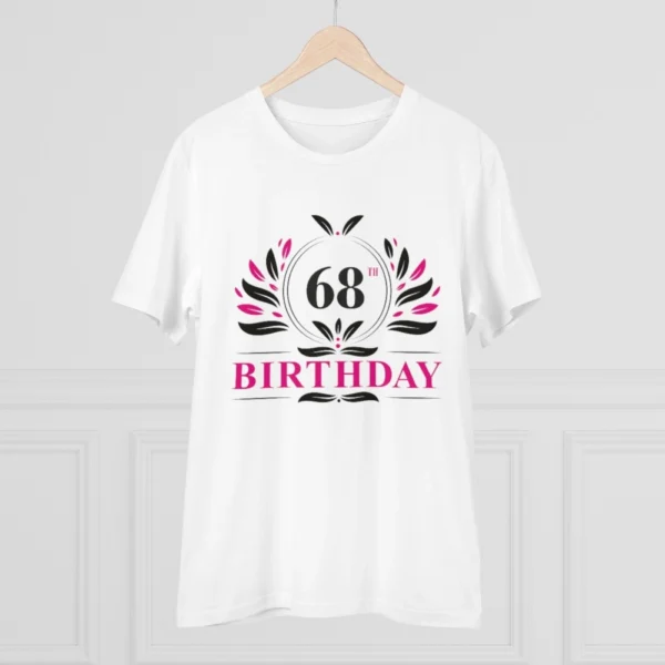 Men's PC Cotton 68th Birthday Printed T Shirt (Color: White, Thread Count: 180GSM) - Image 3