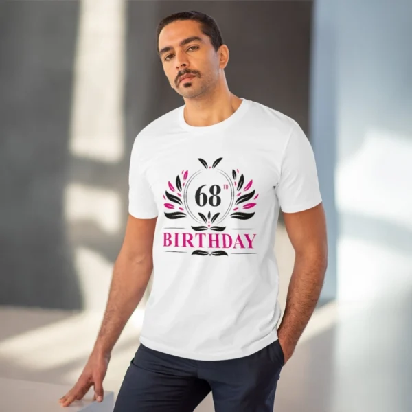 Men's PC Cotton 68th Birthday Printed T Shirt (Color: White, Thread Count: 180GSM) - Image 6