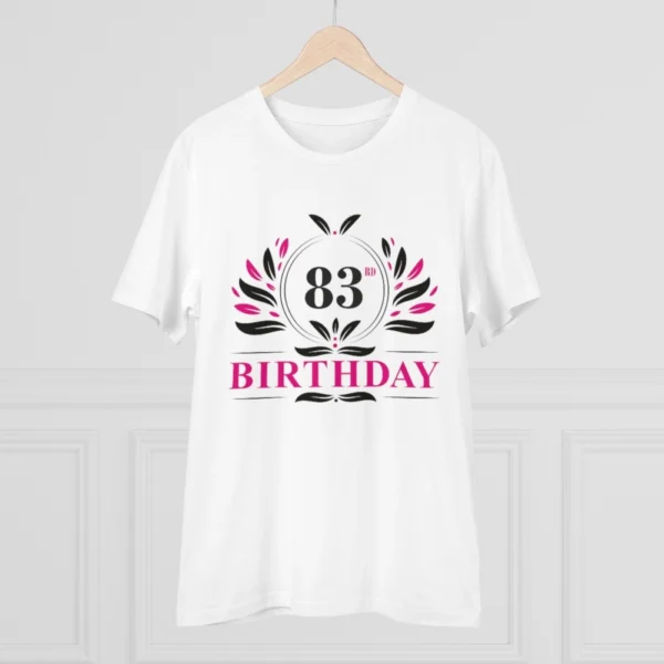 Men's PC Cotton 83rd Birthday Printed T Shirt (Color: White, Thread Count: 180GSM) - Image 3