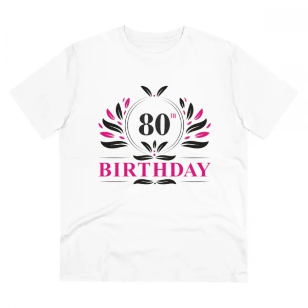 Men's PC Cotton 80th Birthday Printed T Shirt (Color: White, Thread Count: 180GSM)