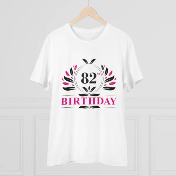 Men's PC Cotton 82nd Birthday Printed T Shirt (Color: White, Thread Count: 180GSM) - Image 3