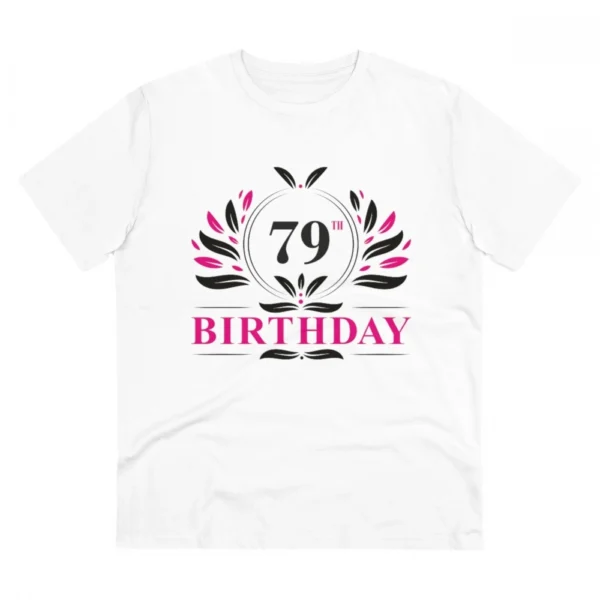 Men's PC Cotton 79th Birthday Printed T Shirt (Color: White, Thread Count: 180GSM)