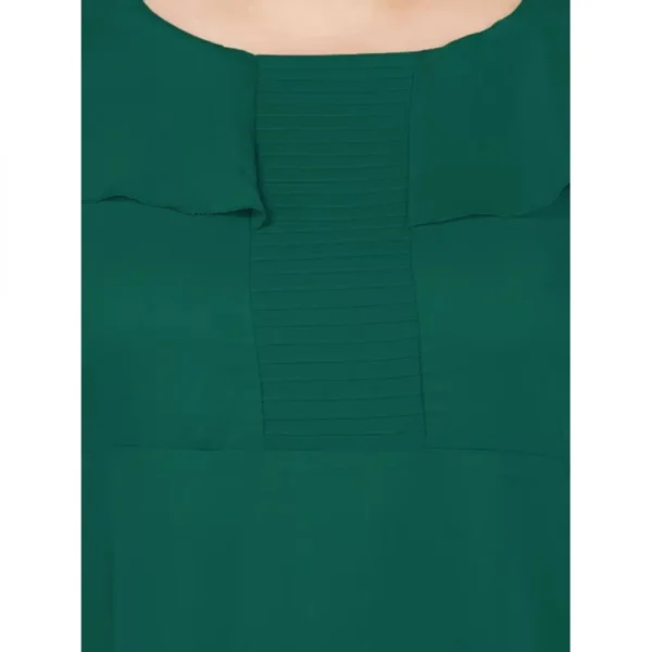 Women's Fit And Flare Green Dress (Color:Green, Material:Polyester) - Image 2