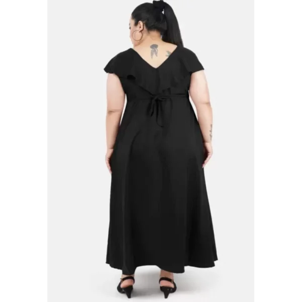 Women's Fit And Flare Black Dress (Color:Black, Material:Polyester) - Image 5