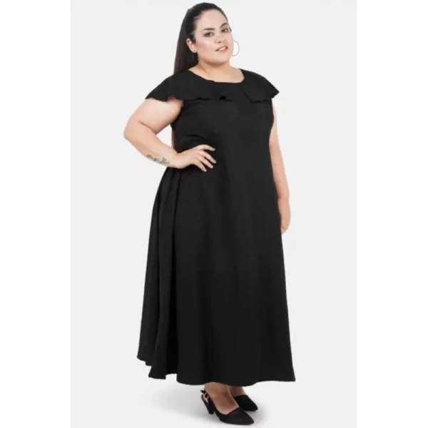 Women's Fit And Flare Black Dress (Color:Black, Material:Polyester) - Image 6