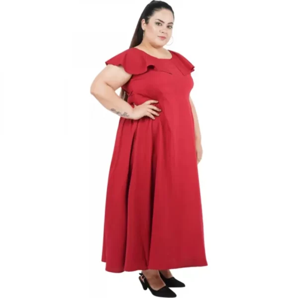 Women's Fit And Flare Maroon Dress (Color:Maroon, Material:Polyester) - Image 6