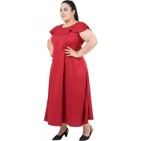 Women's Fit And Flare Maroon Dress (Color:Maroon, Material:Polyester) - Image 3