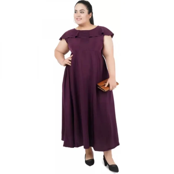 Women's Fit And Flare Purple Dress (Color:Purple, Material:Polyester) - Image 6