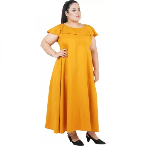 Women's Fit And Flare Yellow Dress (Color:Yellow, Material:Polyester) - Image 6