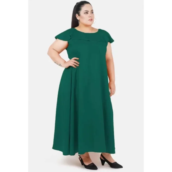 Women's Fit And Flare Green Dress (Color:Green, Material:Polyester) - Image 6