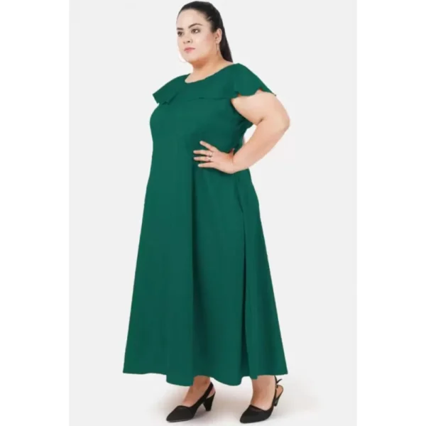 Women's Fit And Flare Green Dress (Color:Green, Material:Polyester) - Image 3